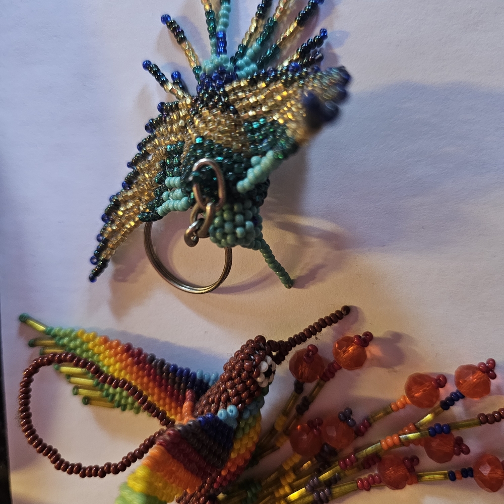 Colorful Beaded Bird Keychain - Picture 7 of 12